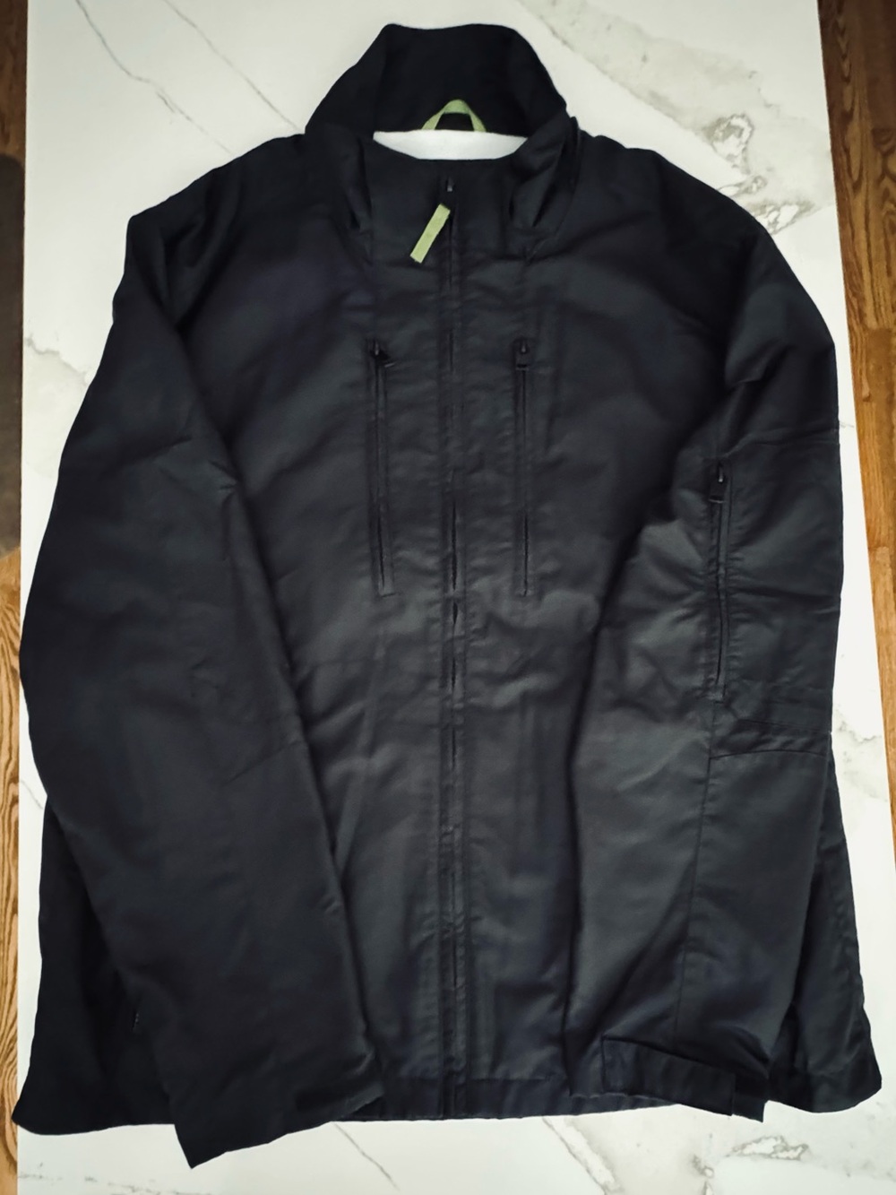 Barneys New York Black Performance Zip Jacket with Subtle Lime Accent Sz XL NEW